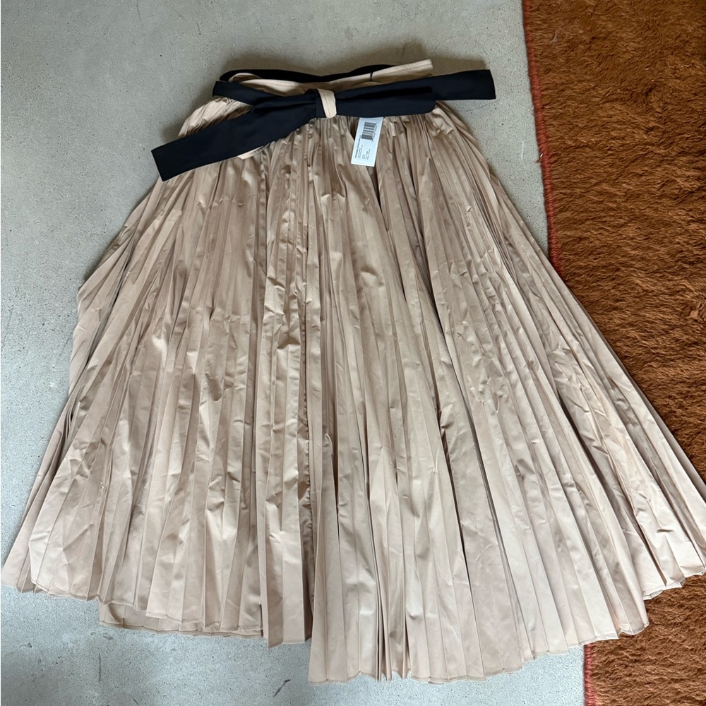 Proenza Schuler Tan Pleated Skirt with Black Belt (NEW)